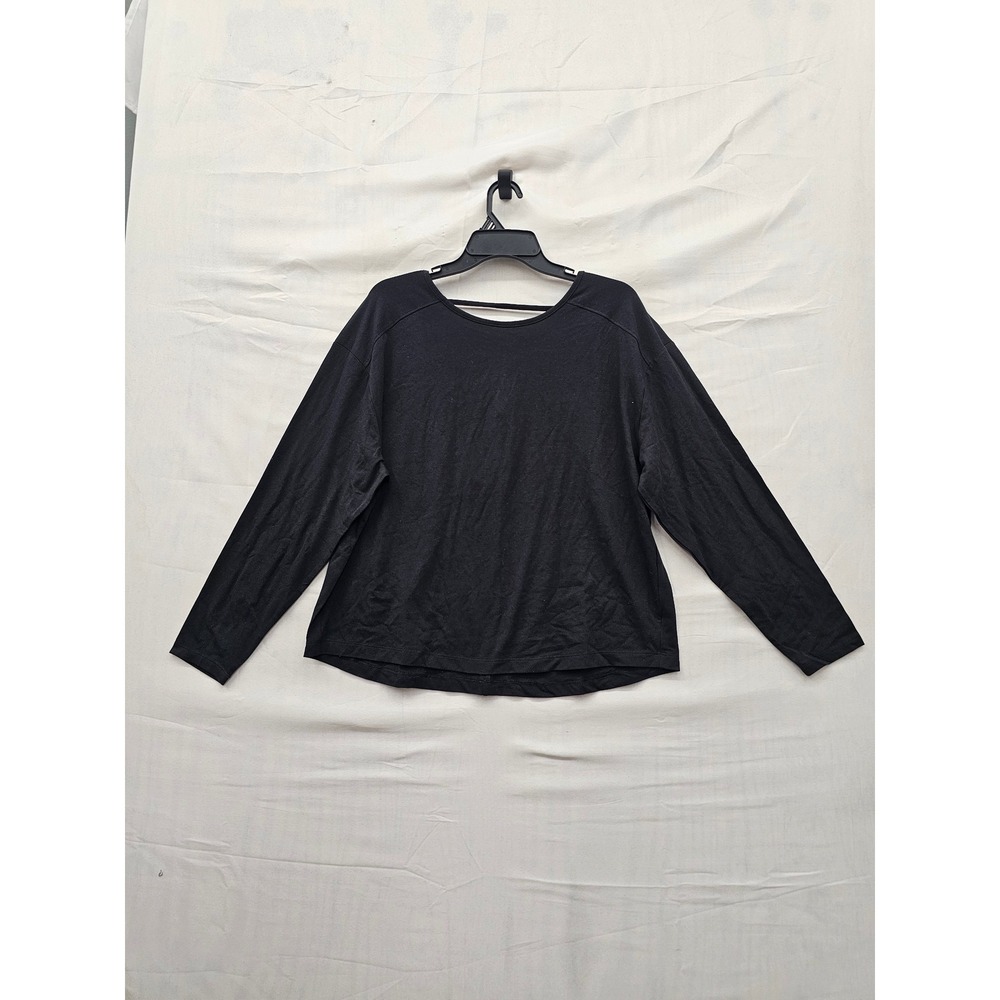 Member's Mark Womens Long Sleeve Active Tee Black Cotton Blend Size Medium